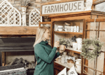 woman shopping in vintage store for decor