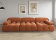 terracotta colored couch