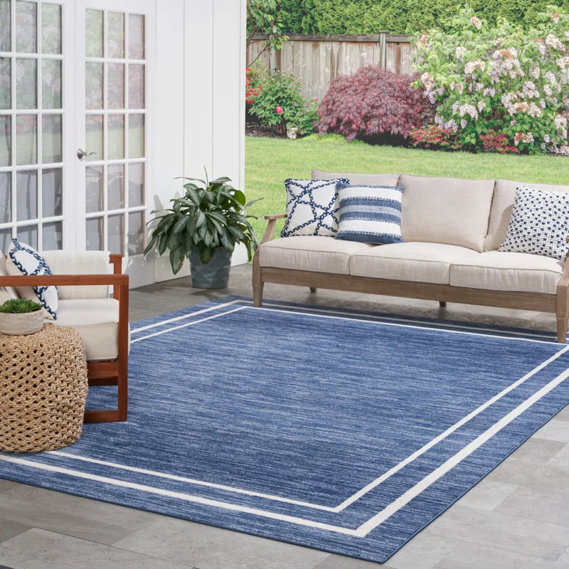 blue rectangle patio porch rug