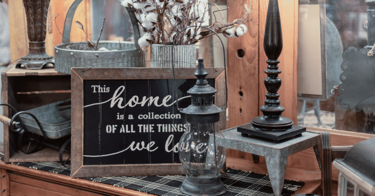 Modern farmhouse decor items.