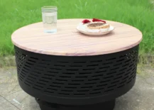 fire pit with wood lid