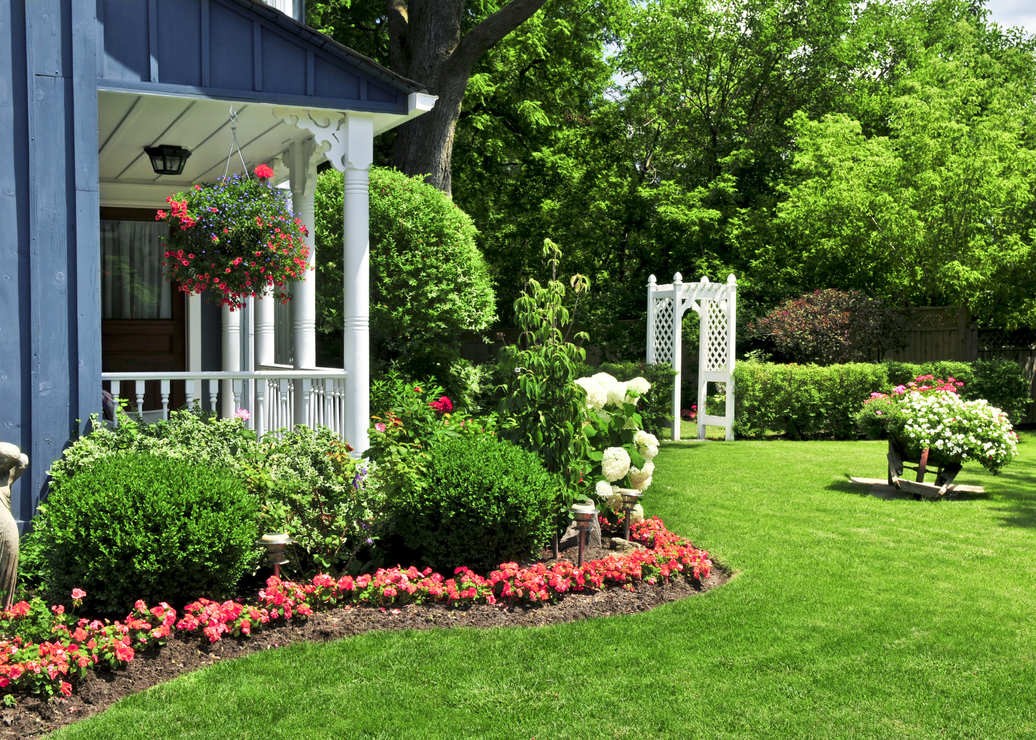 White wooden garden arch.