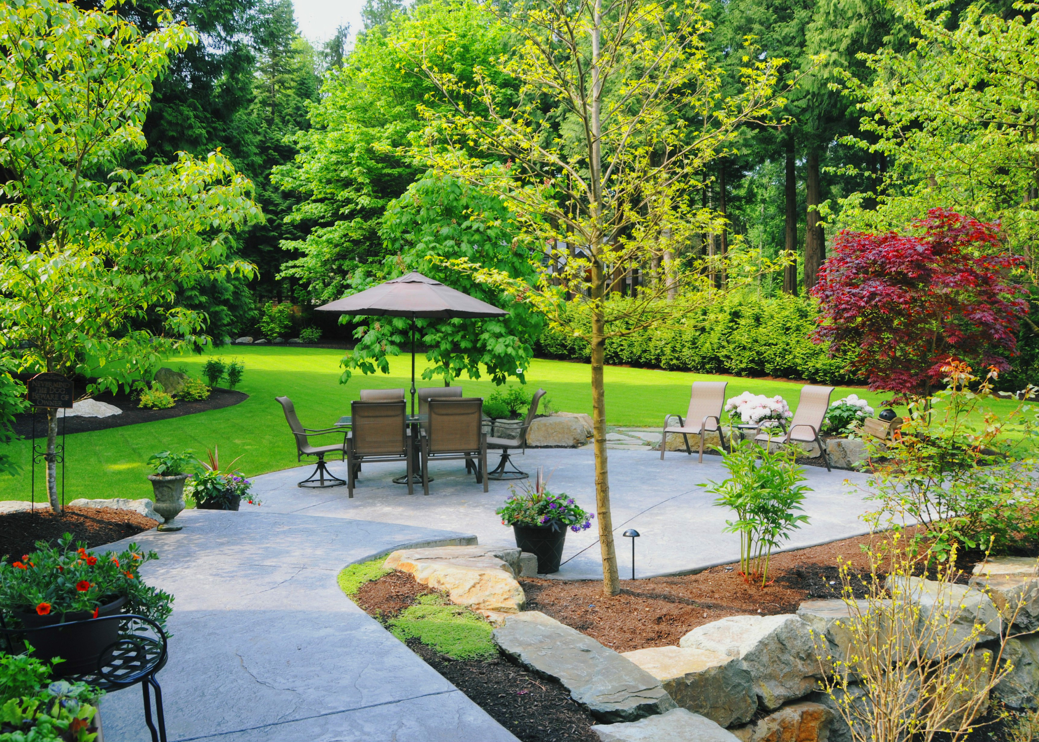 large landscaped backyard