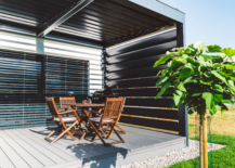 Pergola Blinds on black pergola