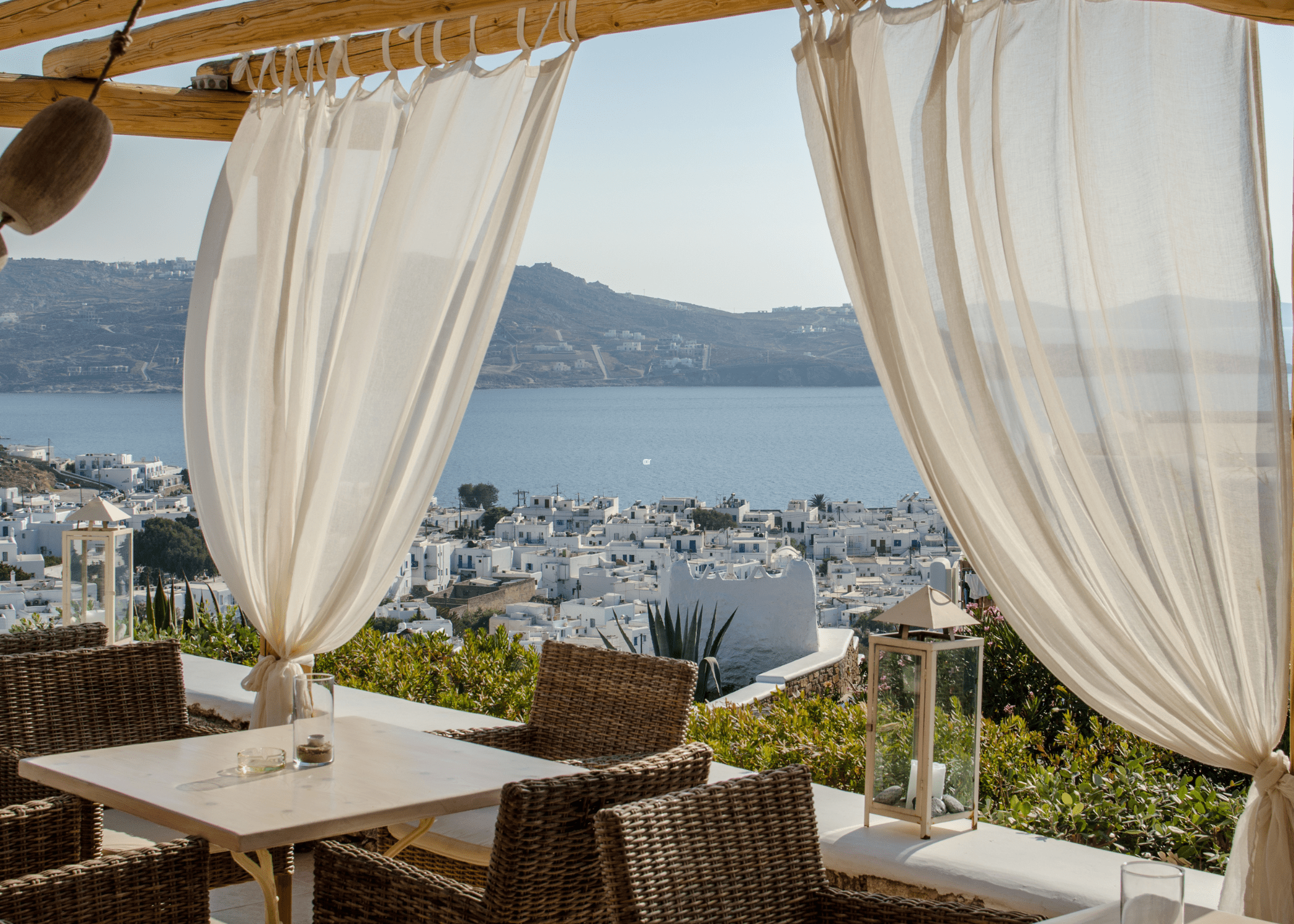 Pergola Curtains on roof top patio