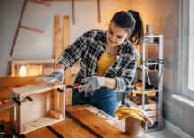 woman completing a DIY project