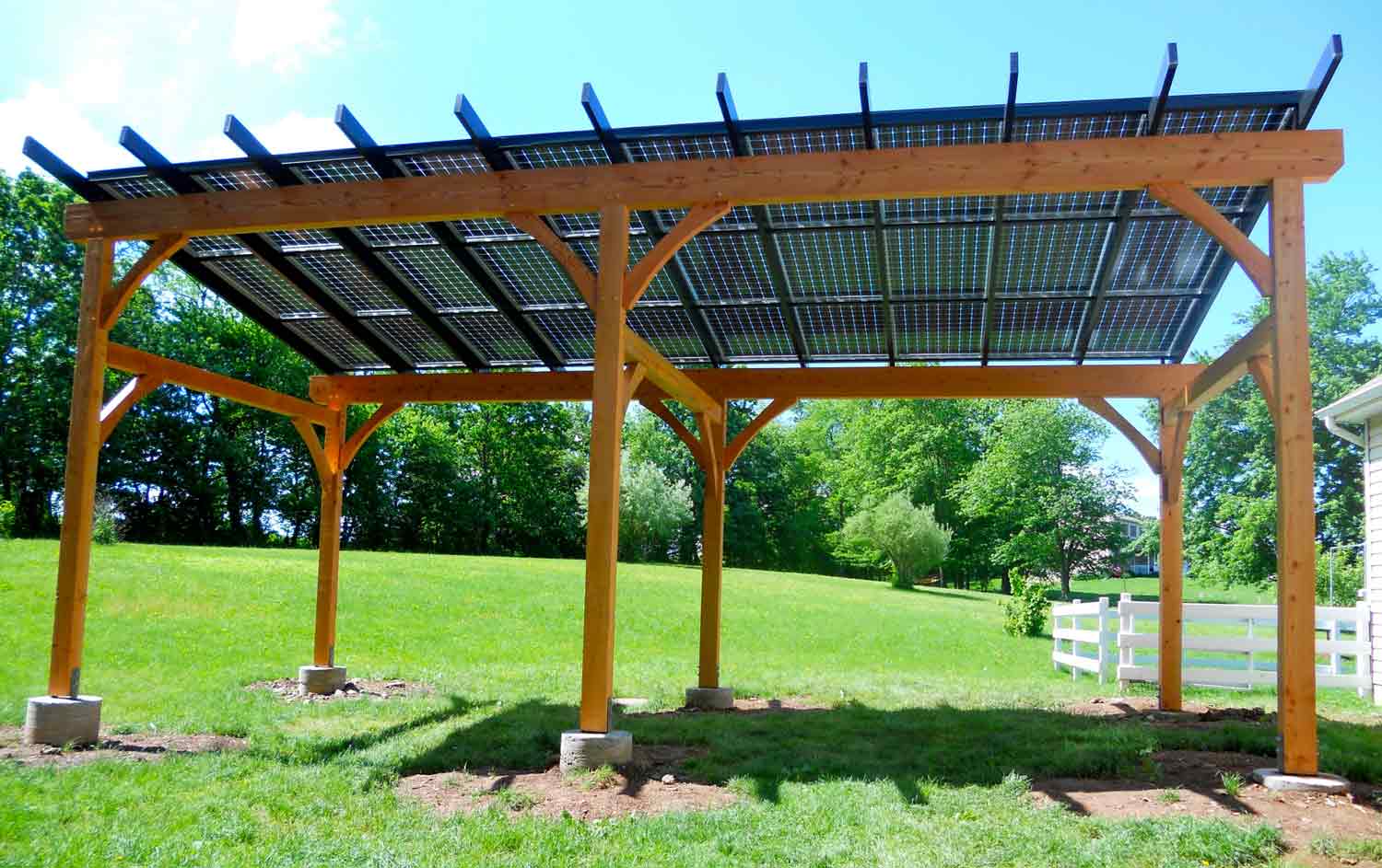 solar panels on a pergola