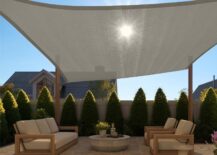 tensioned shade cloth pergola over patio