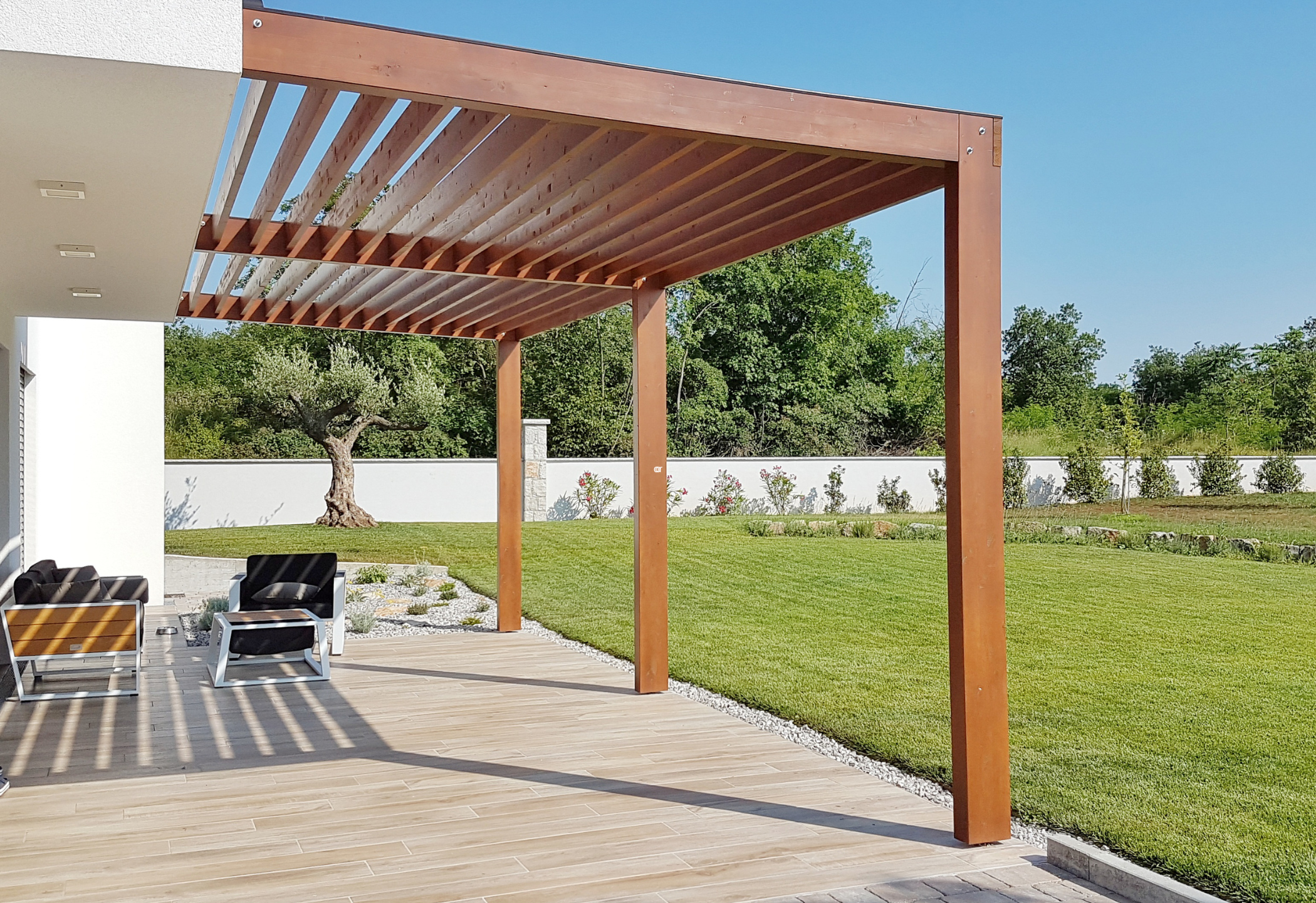 Wooden Slats pergola.