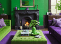 Green and purple living room.