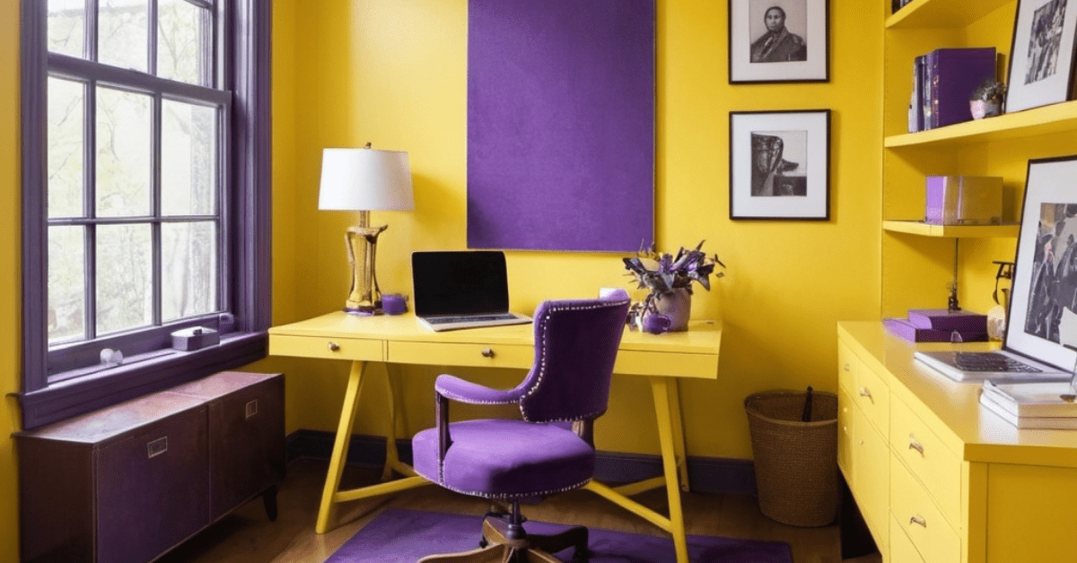 Yellow and purple home office.