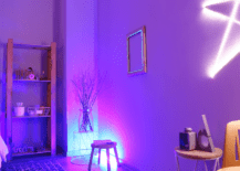 A purple room with various shades of purple.