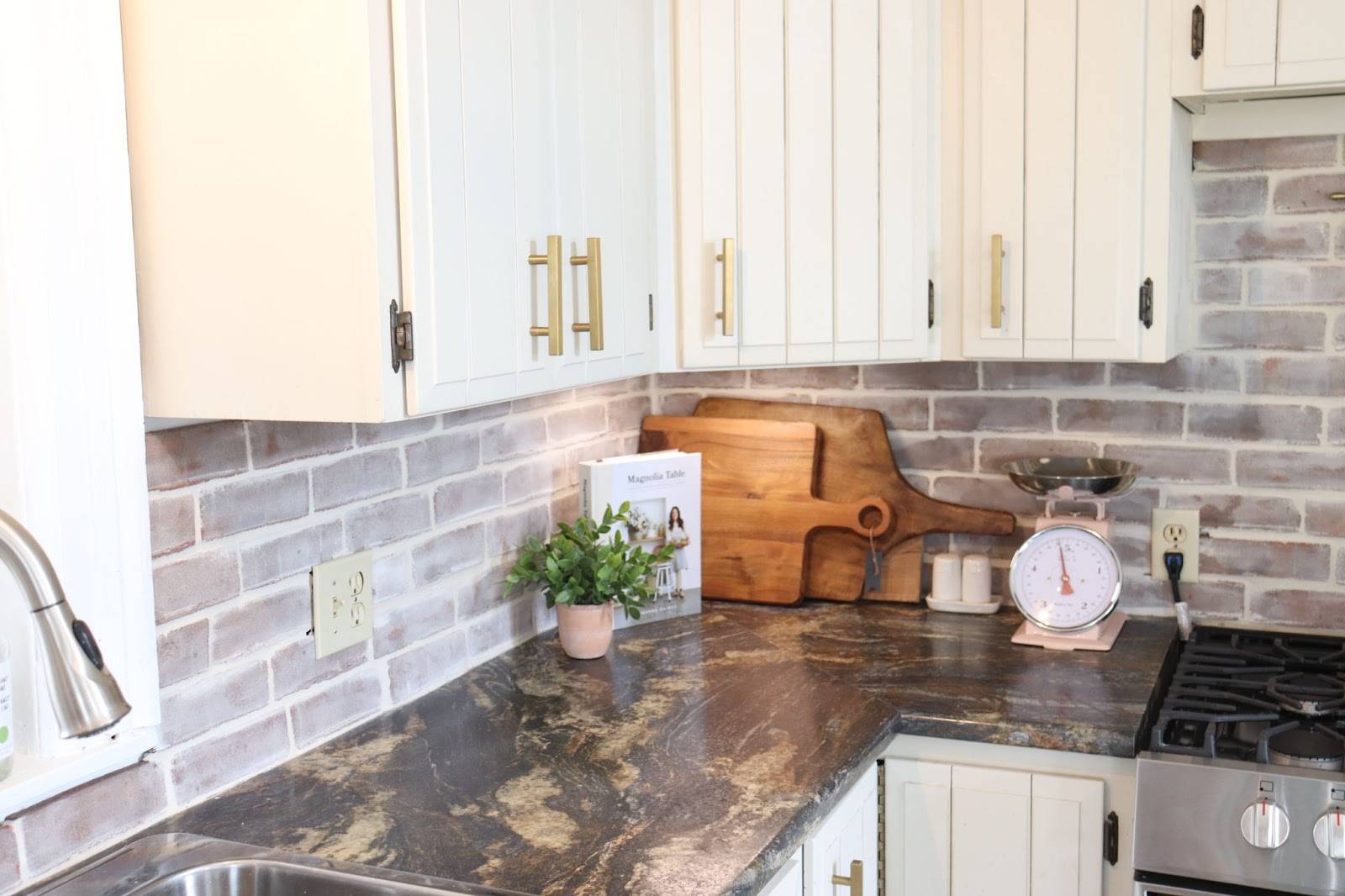 decorated countertops kitchen with wood cutting boards