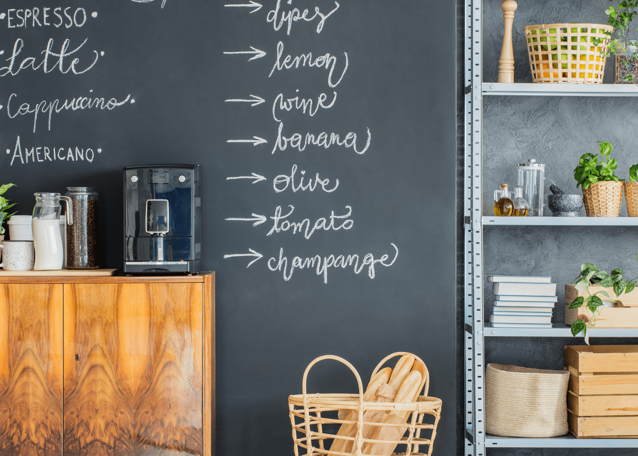 chalkboard wall in kitchen