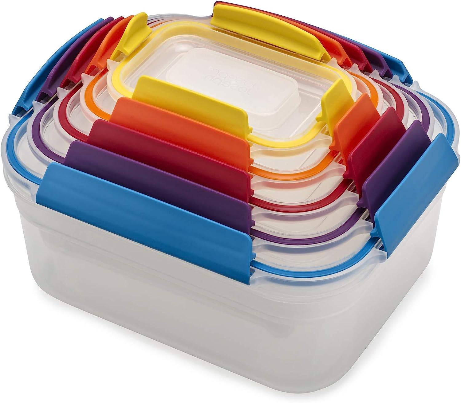 stackable containers with colorful lids