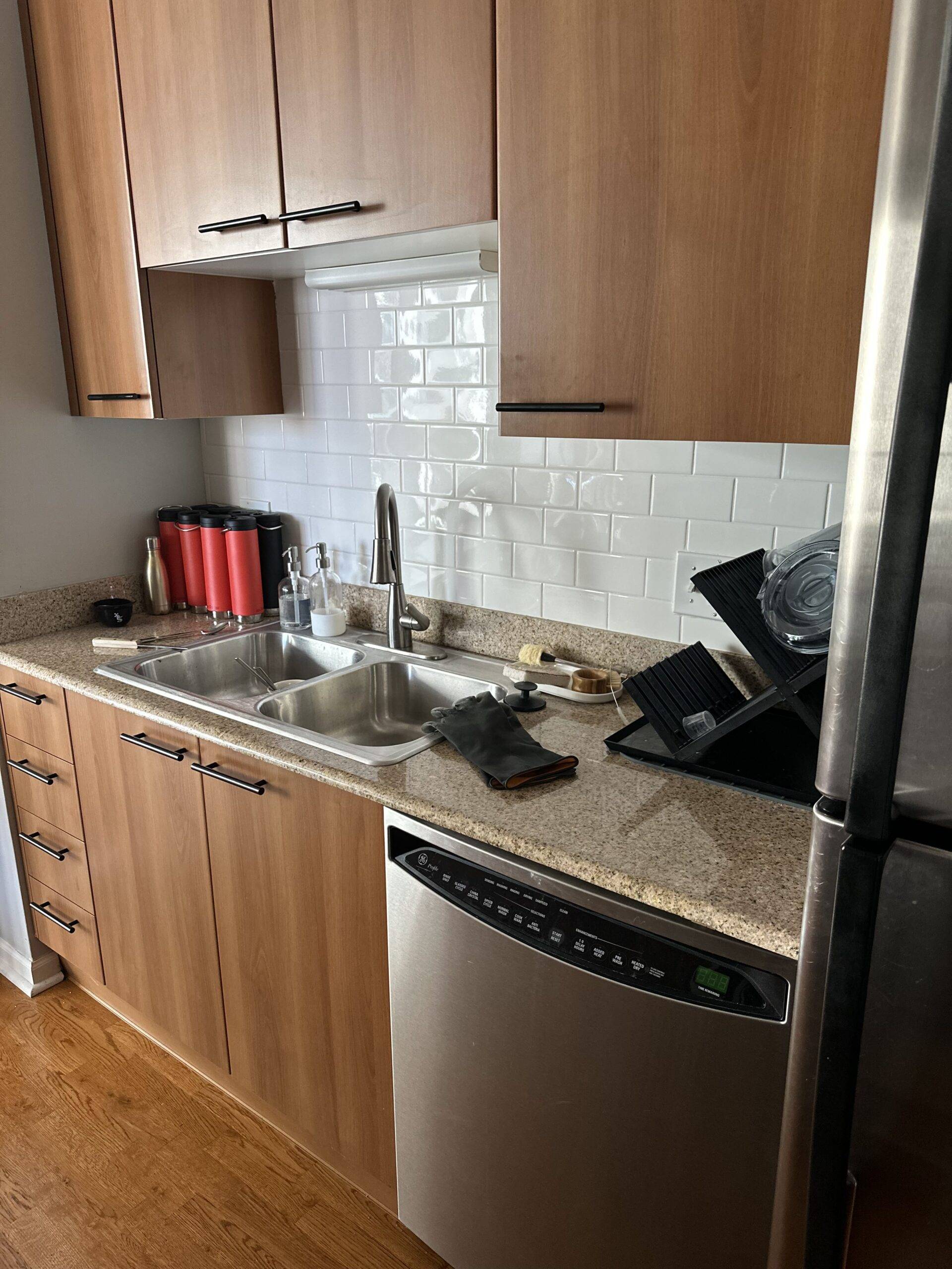 Dishwasher in a small kitchen.