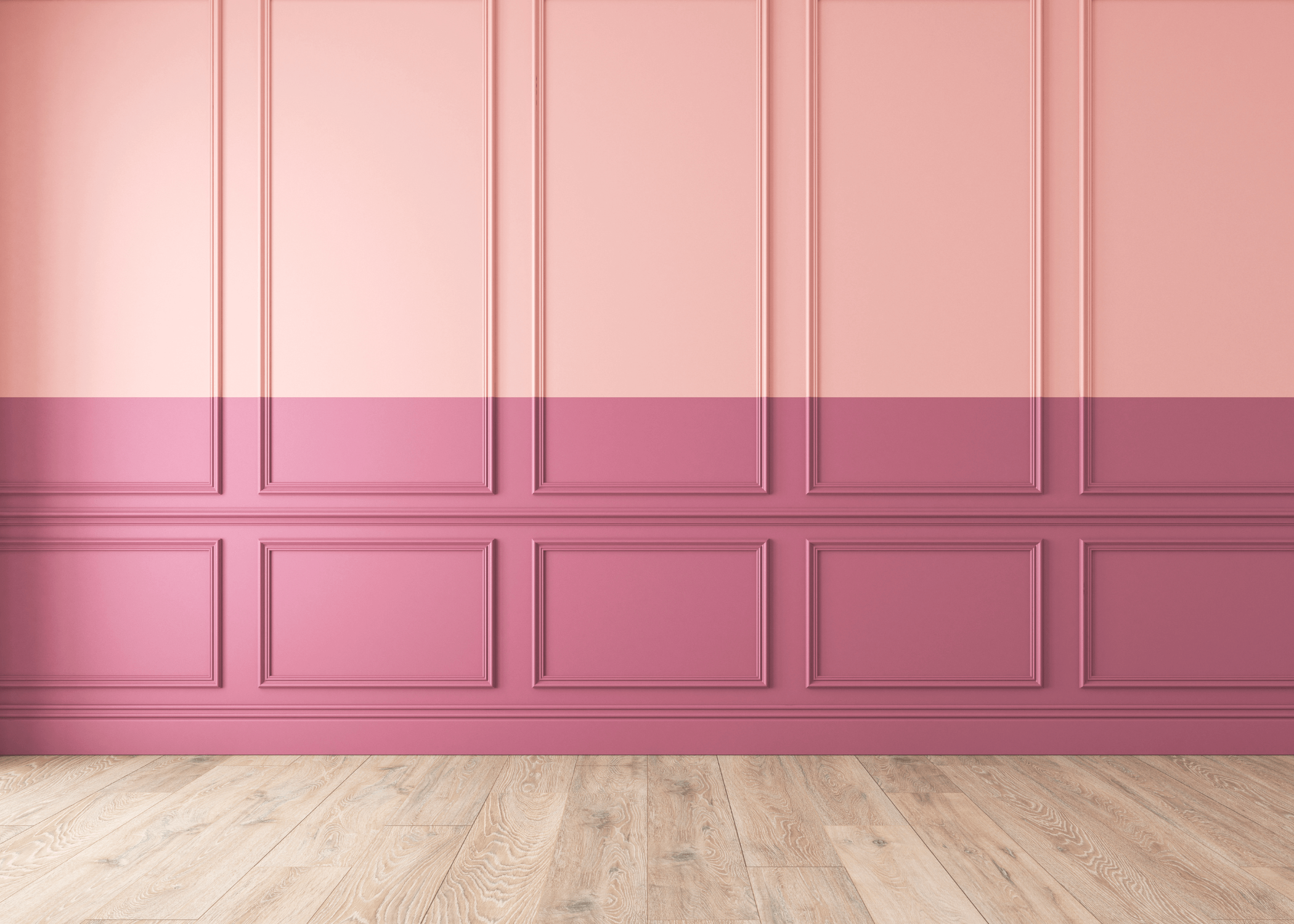 blush pink and dark pink wall with trim