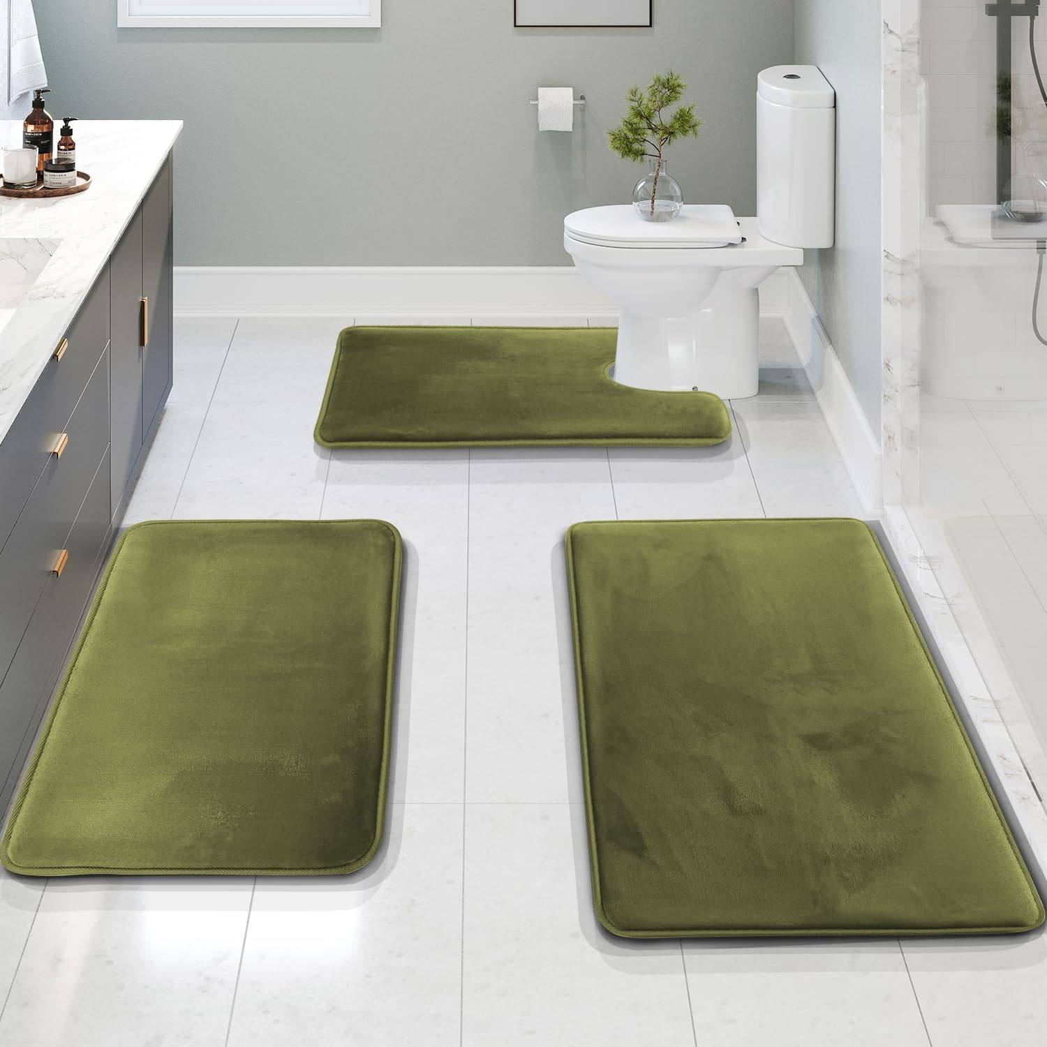 sage green bath mat