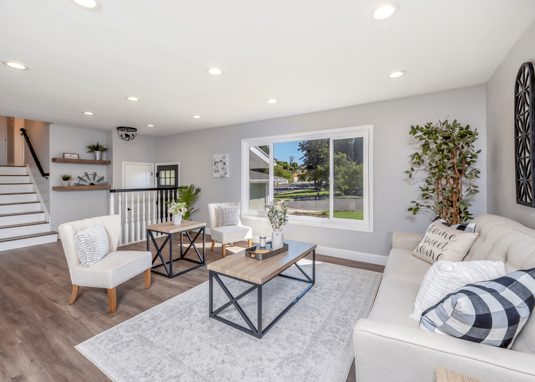 modern living room white and grey