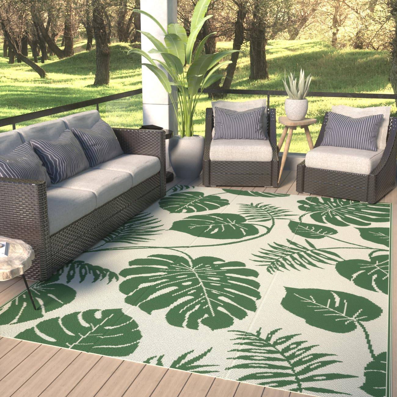 outdoor rug green patio furniture