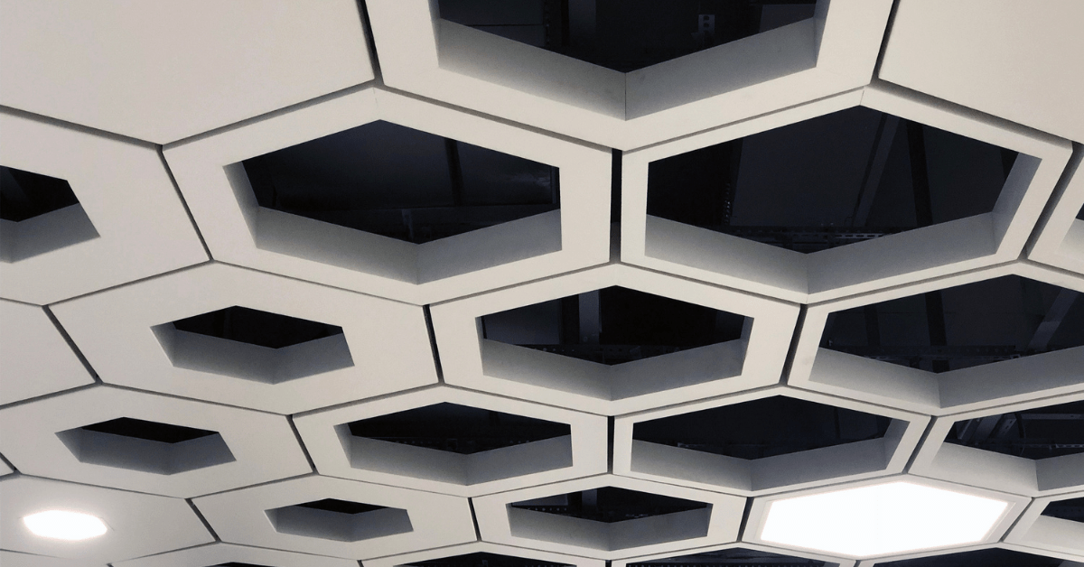 Hex ceiling tiles.