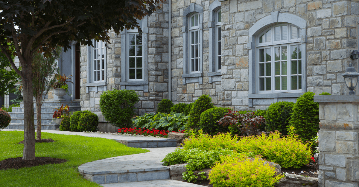 Grasses around the front door entry