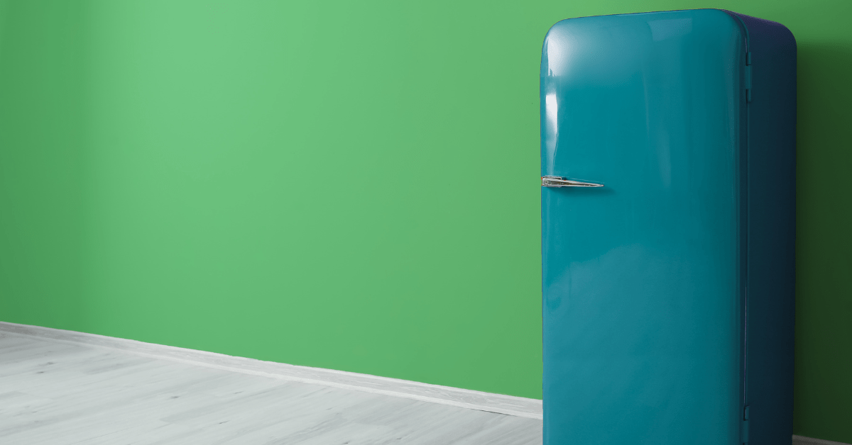 Green old fridge.