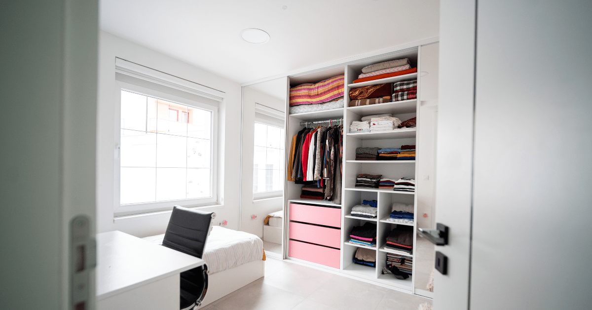 Closet with work office.