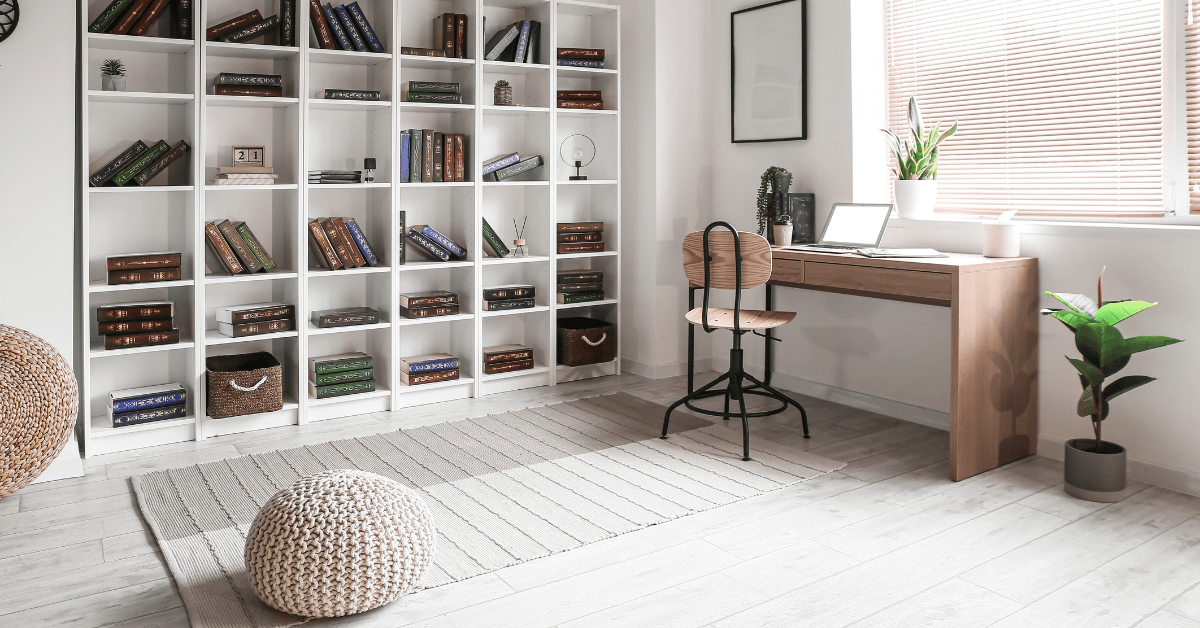 Open room with chair and desk.