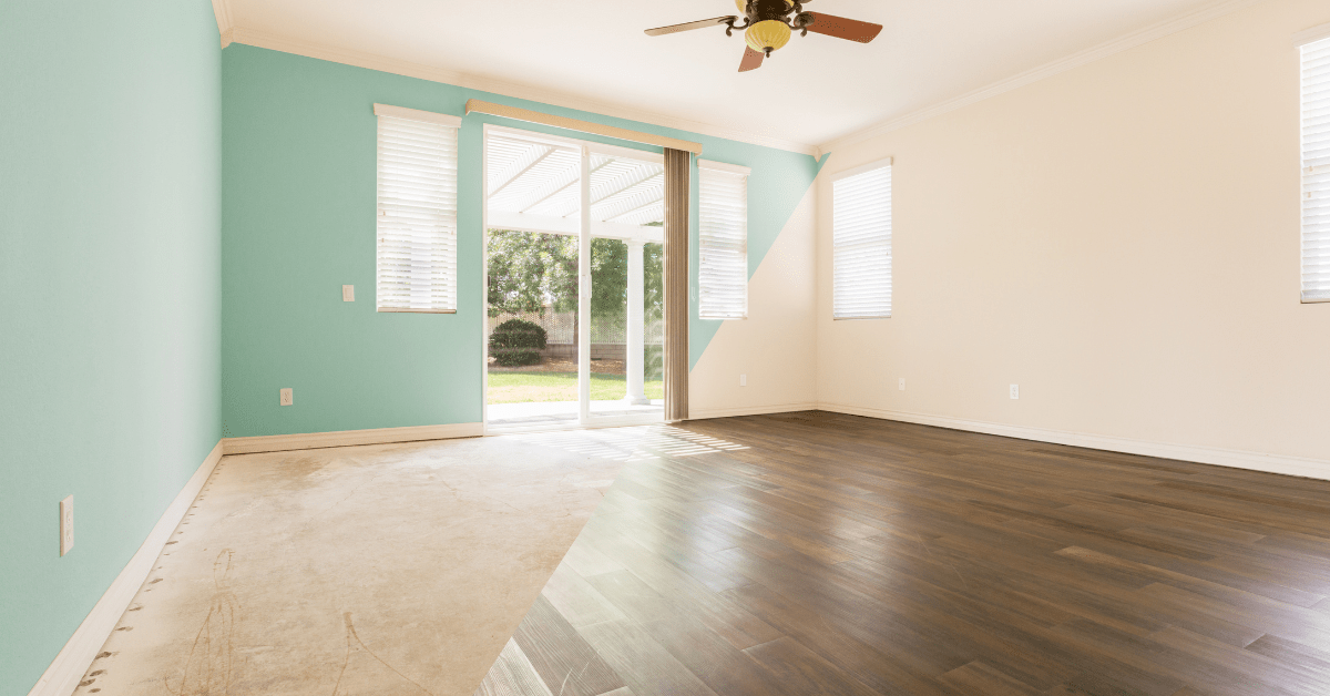 Before and after of a painted room.