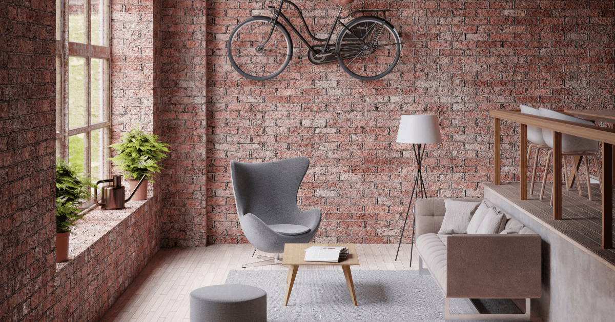 Room with black bike as wall art decor.