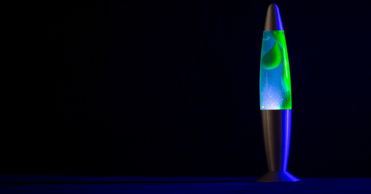 Lava lamp with dark background.