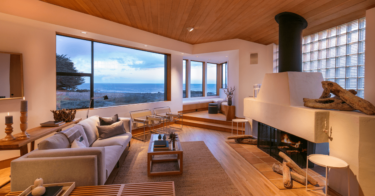 Coastal styled large living room.