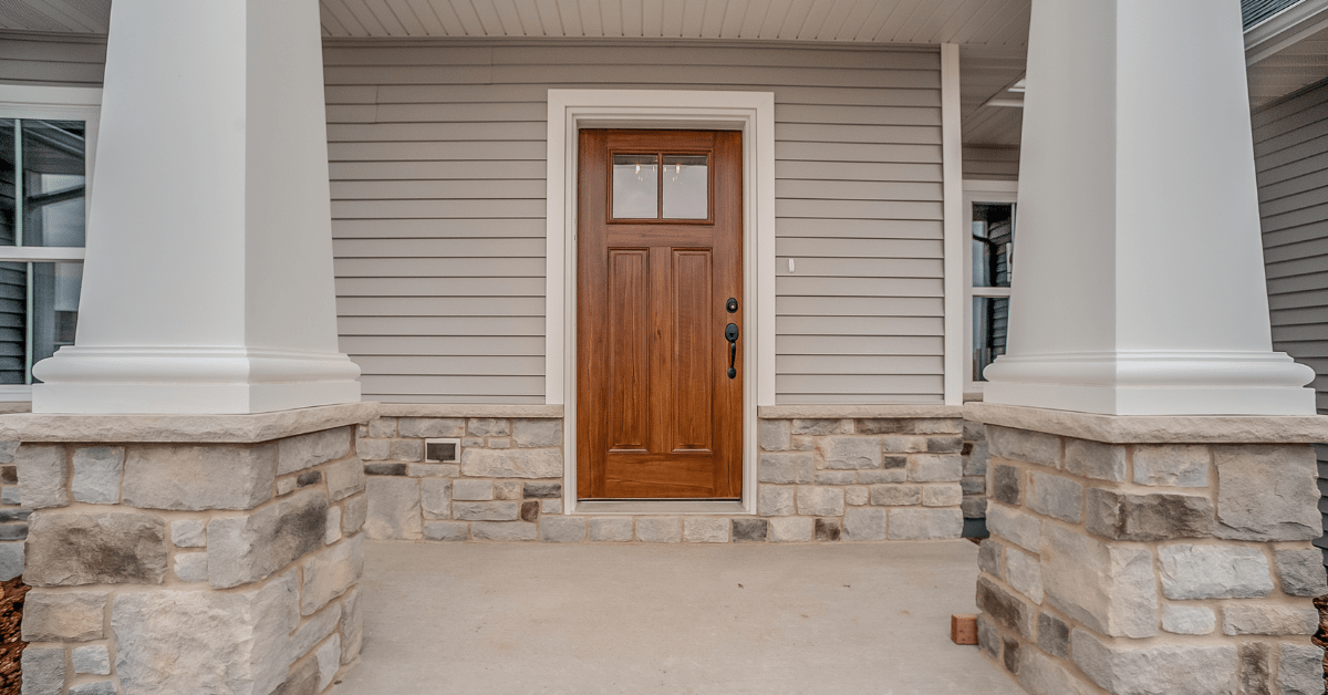 Wooden front door.