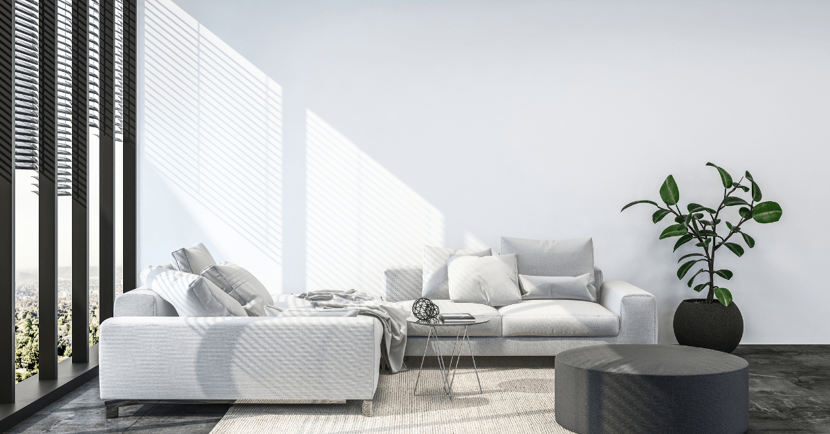 White and black living room.