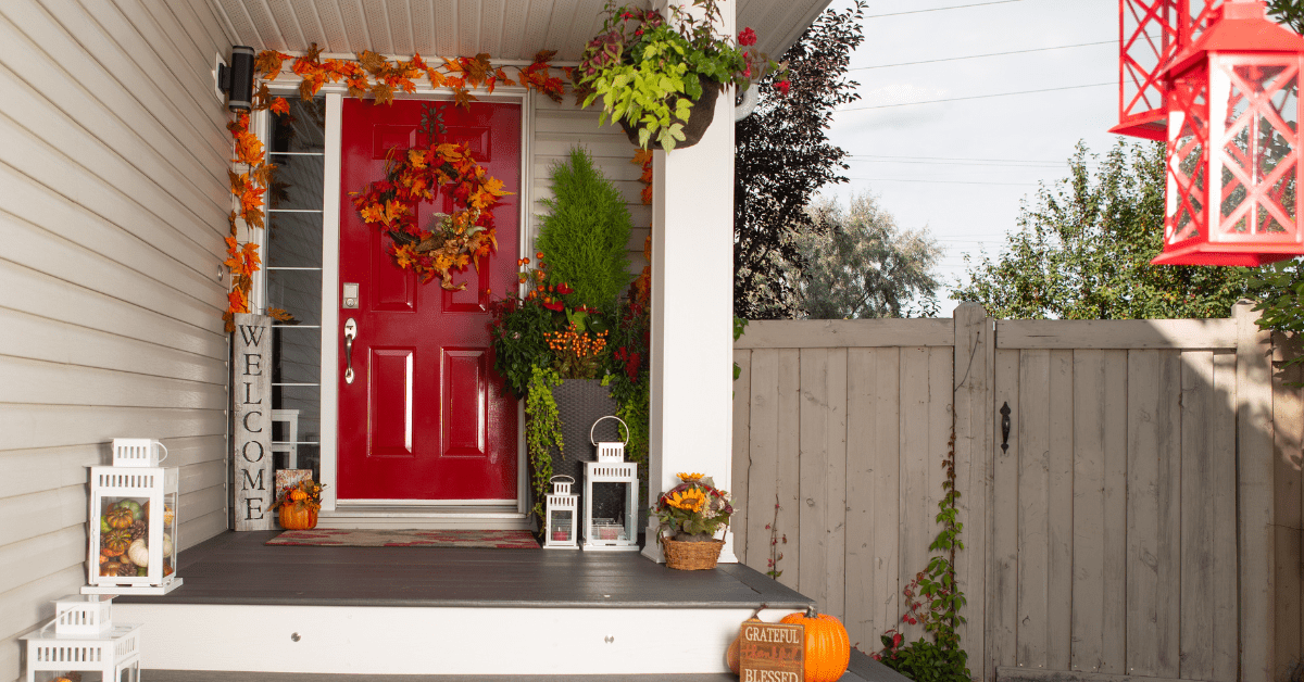 Red front door.