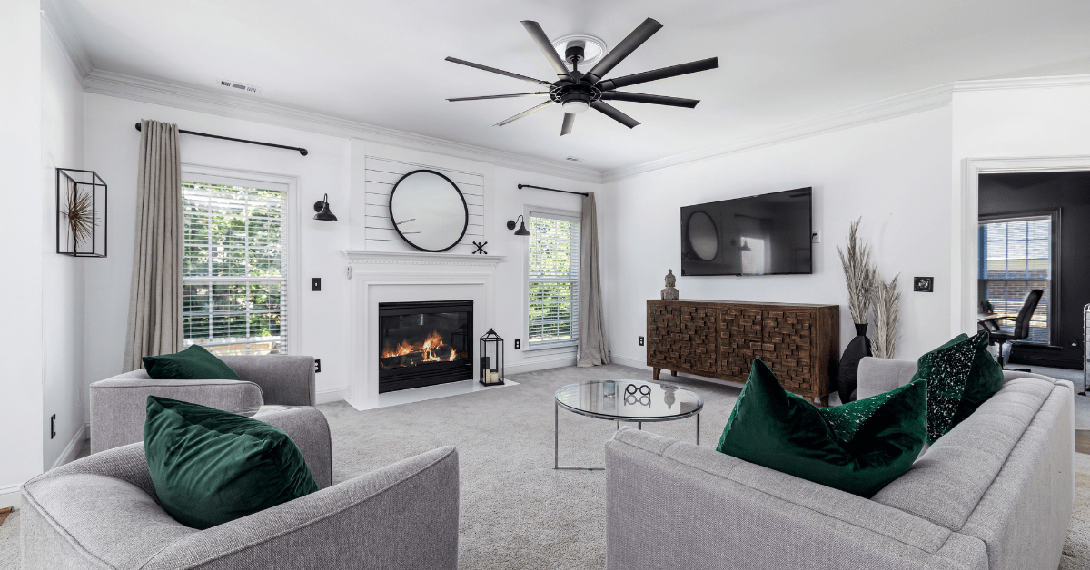 Modern living room in grey color.