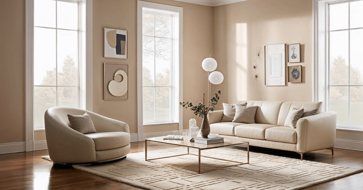 Beige and white living room.