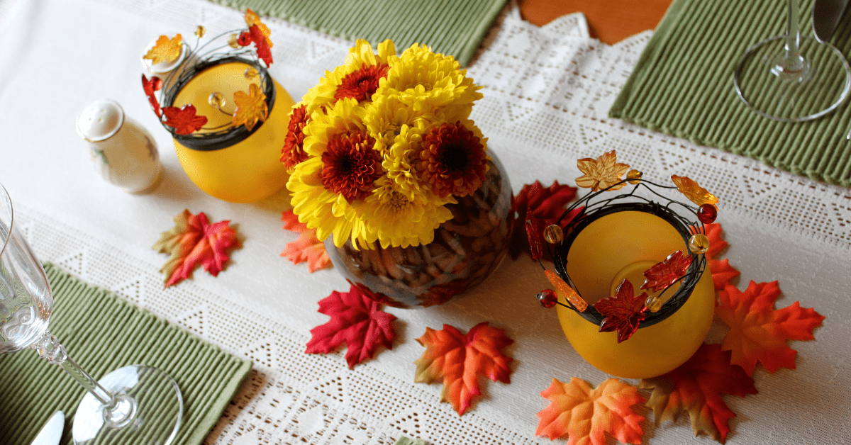 Floral centerpiece decor for table.