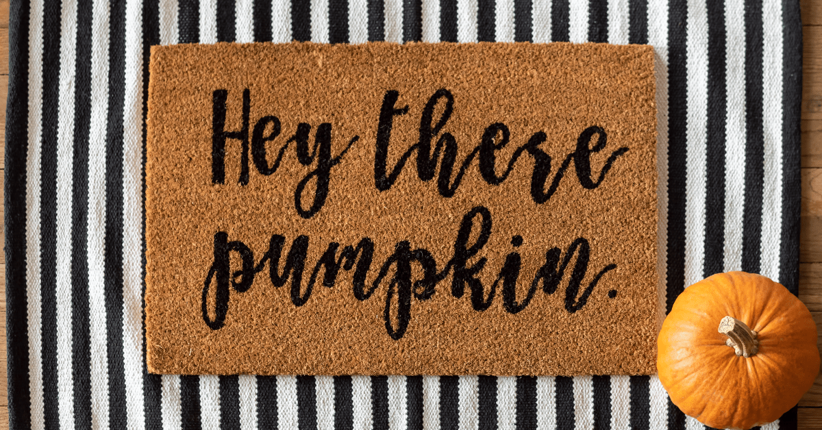 Fall themed front door mat that reads 