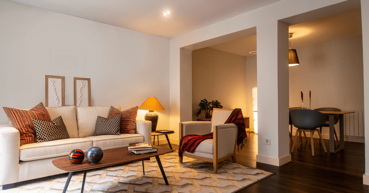 Fall living room with coffee table.