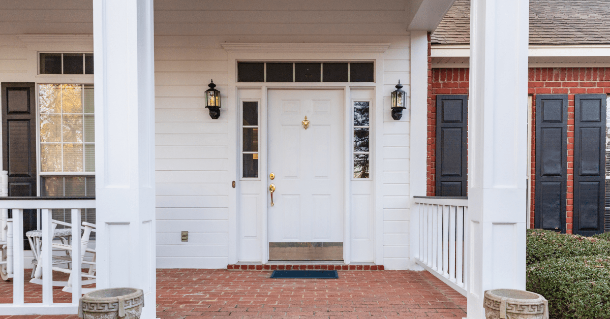 White front door.