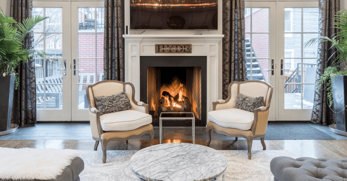 Living room with two arm chairs.