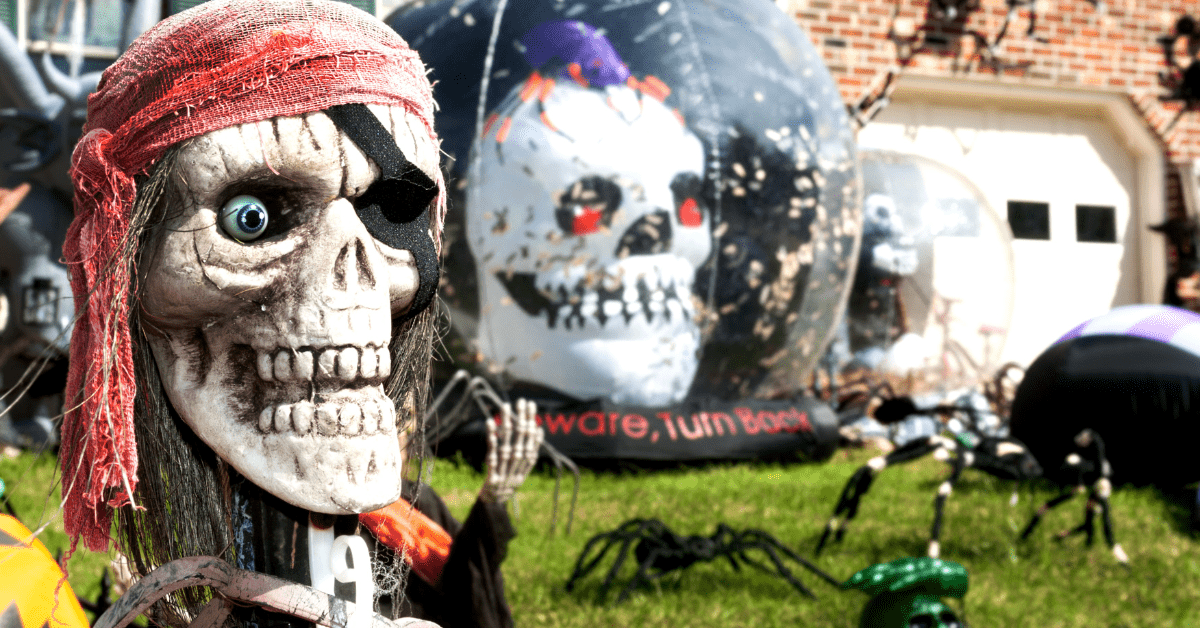 Large display on yard for Halloween.