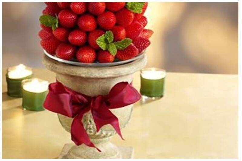 Edible arrangement Christmas centerpiece.