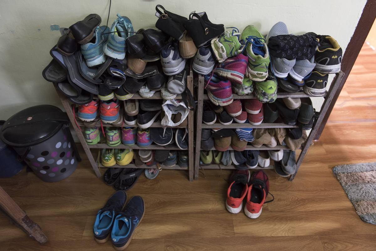 shoe rack by front door