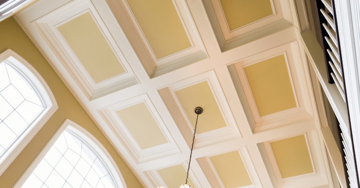 Yellow ceiling of a home.