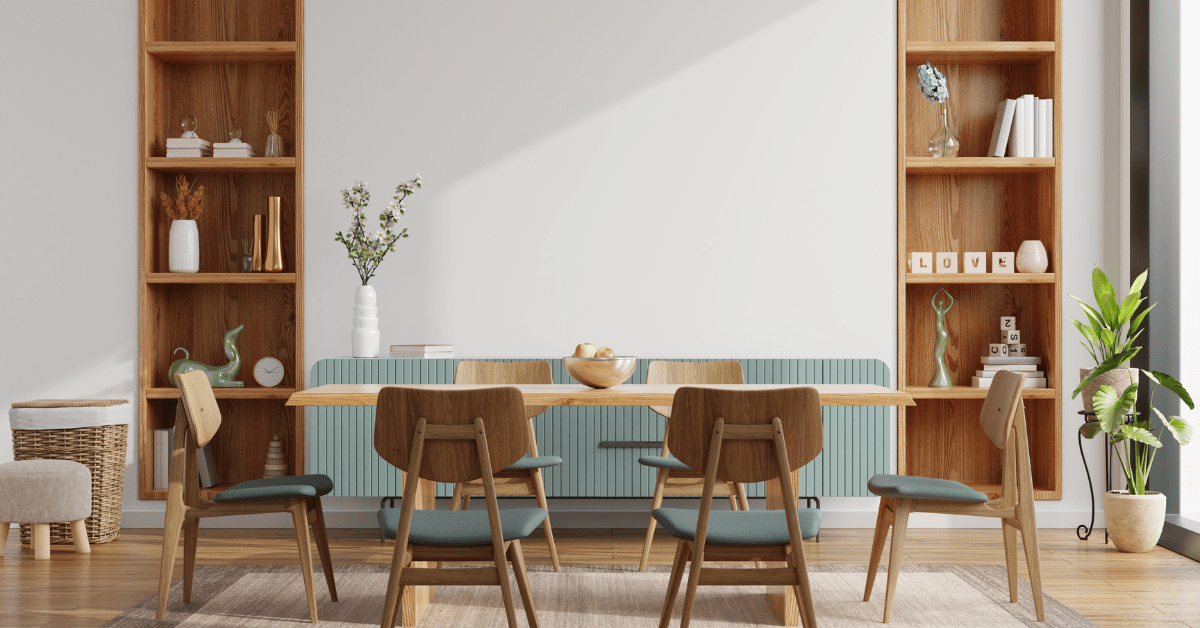 Scandinavian decorated dinning room.