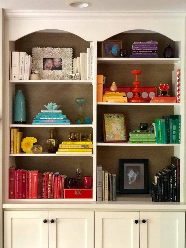 color coded bookshelf