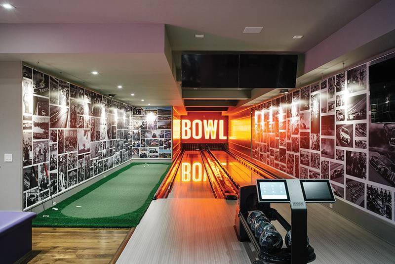 Bowling ally inside of mansion.